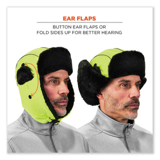 ergodyne® N-Ferno 6802 Classic Trapper Hat, Large/X-Large, Lime (EGO16855)