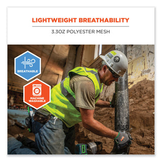 ergodyne® GloWear 8210HL Class 2 Economy Mesh Hook and Loop Vest, Polyester, Small/Medium, Lime (EGO21023)