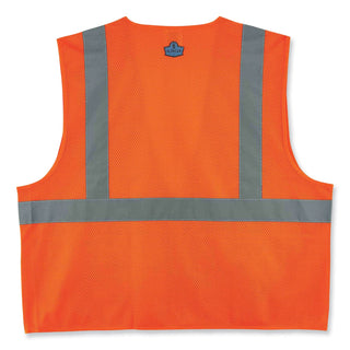 ergodyne® GloWear 8220Z Class 2 Standard Mesh Zipper Vest, Polyester, Small/Medium, Orange (EGO21113)