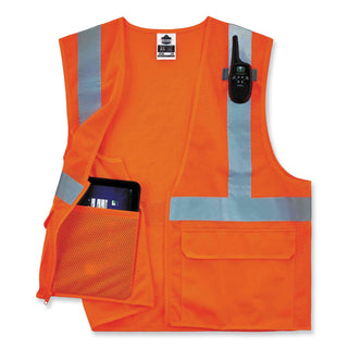 ergodyne® GloWear 8220Z Class 2 Standard Mesh Zipper Vest, Polyester, Small/Medium, Orange (EGO21113)