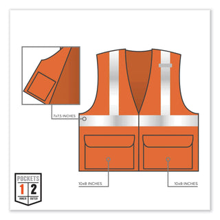 ergodyne® GloWear 8220Z Class 2 Standard Mesh Zipper Vest, Polyester, Small/Medium, Orange (EGO21113)
