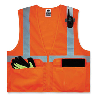 ergodyne® GloWear 8220Z Class 2 Standard Mesh Zipper Vest, Polyester, Small/Medium, Orange (EGO21113)