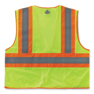 ergodyne® GloWear 8230Z Class 2 Two-Tone Mesh Zipper Vest, Polyester, Large/X-Large, Lime (EGO21325)