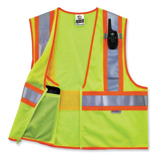 ergodyne® GloWear 8230Z Class 2 Two-Tone Mesh Zipper Vest, Polyester, Large/X-Large, Lime (EGO21325)