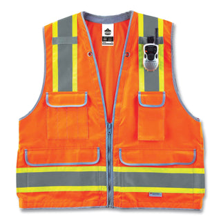 ergodyne® GloWear 8254HDZ Class 2 Heavy-Duty Surveyors Zipper Vest, Polyester, Small/Medium, Orange (EGO21453)