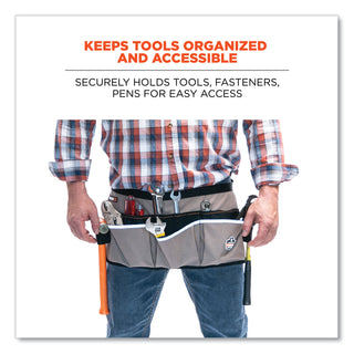 ergodyne® Arsenal 5706 13-Pocket Waist Apron, 13 Compartments, 23 x 9, Canvas, Gray (EGO13695)