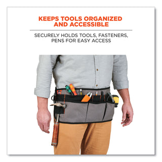 ergodyne® Arsenal 5707 Canvas Waist Apron, 14 Compartments, 25.5 x 34, Canvas, Gray (EGO13698)