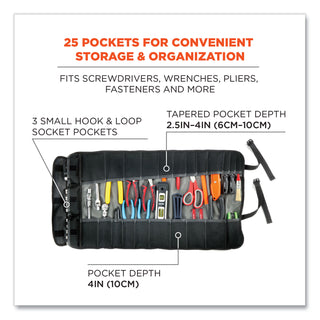 ergodyne® Arsenal 5870 Tool Roll-Up, 25 Compartments, 27 x 14.5, Polyester, Gray (EGO13770)