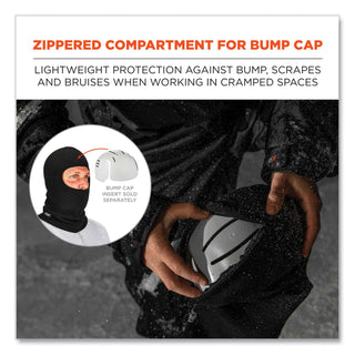 ergodyne® N-Ferno 6893Z Balaclava w/ Zipper for Bump Cap Insert, Polyester Fleece, One Size Fit Most, Black (EGO16894)