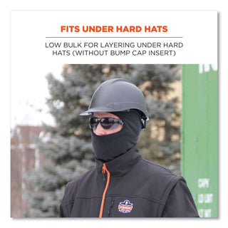 ergodyne® N-Ferno 6893Z Balaclava w/ Zipper for Bump Cap Insert, Polyester Fleece, One Size Fit Most, Black (EGO16894)