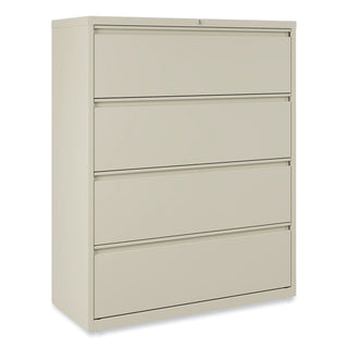 Alera® Lateral File, 4 Legal/Letter-Size File Drawers, Putty, 42" x 18" x 52.5" (ALEHLF4254PY)