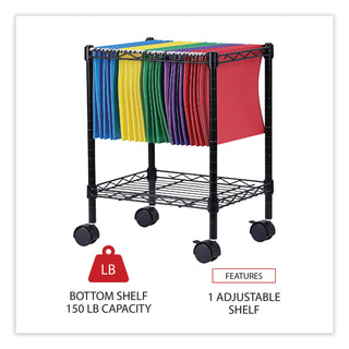 Alera® Compact Rolling File Cart, 15.25w x 12.38d x 21h, Black (ALEFW601416BL)
