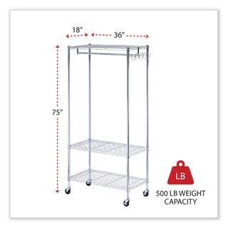 Alera® Wire Shelving Garment Rack, 30 Garments, 36w x 18d x 75h, Silver (ALEGR363618SR)