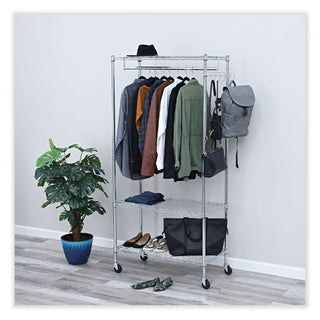 Alera® Wire Shelving Garment Rack, 30 Garments, 36w x 18d x 75h, Silver (ALEGR363618SR)