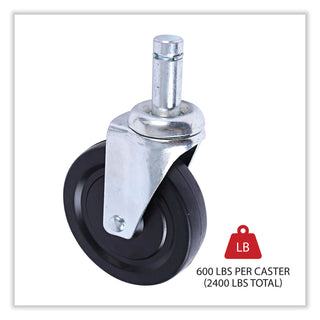 Alera® Optional Casters For Wire Shelving, 600 lbs/Caster, Gray, 4/Set (ALESW590004)