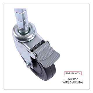 Alera® Optional Casters For Wire Shelving, 600 lbs/Caster, Gray, 4/Set (ALESW590004)