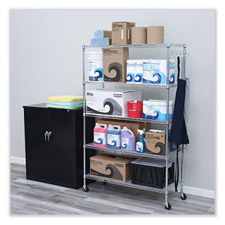 Alera® 5-Shelf Wire Shelving Kit with Casters and Shelf Liners, 48w x 18d x 72h, Silver (ALESW654818SR)
