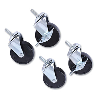 Alera® Optional Casters For Wire Shelving, 125 lbs/Caster, Black, 4/Set (ALESW790004)