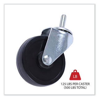 Alera® Optional Casters For Wire Shelving, 125 lbs/Caster, Black, 4/Set (ALESW790004)