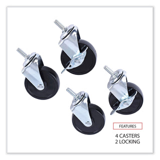 Alera® Optional Casters For Wire Shelving, 125 lbs/Caster, Black, 4/Set (ALESW790004)