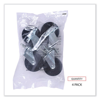Alera® Optional Casters For Wire Shelving, 125 lbs/Caster, Black, 4/Set (ALESW790004)