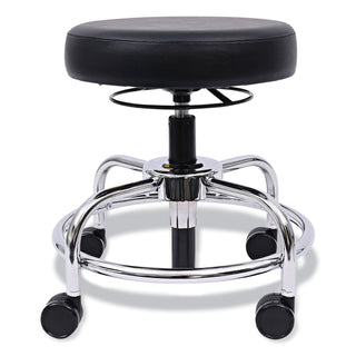 Alera® HL Series Height-Adjustable Utility Stool , 24" Seat Height, Supports up to 300 lbs., Black Seat/Back, Chrome Base (ALECS614)