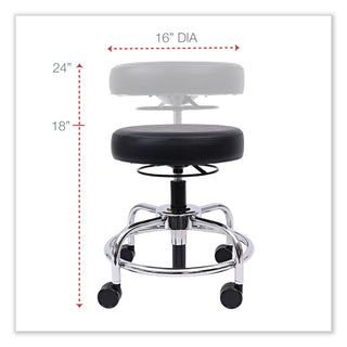 Alera® HL Series Height-Adjustable Utility Stool , 24" Seat Height, Supports up to 300 lbs., Black Seat/Back, Chrome Base (ALECS614)
