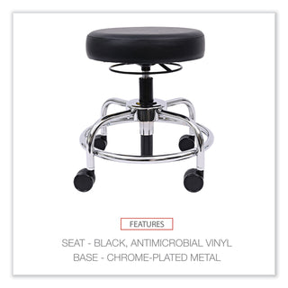 Alera® HL Series Height-Adjustable Utility Stool , 24" Seat Height, Supports up to 300 lbs., Black Seat/Back, Chrome Base (ALECS614)