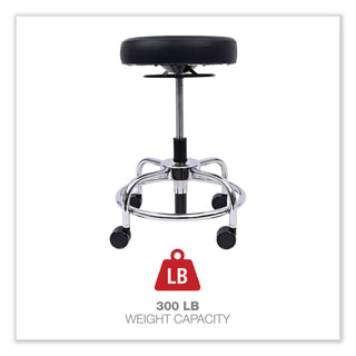 Alera® HL Series Height-Adjustable Utility Stool , 24" Seat Height, Supports up to 300 lbs., Black Seat/Back, Chrome Base (ALECS614)