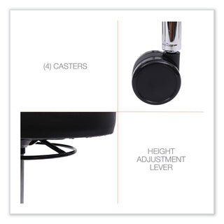 Alera® HL Series Height-Adjustable Utility Stool , 24" Seat Height, Supports up to 300 lbs., Black Seat/Back, Chrome Base (ALECS614)