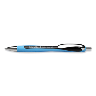 Schneider® Slider Rave XB Ballpoint Pen, Retractable, Extra-Bold 1.4 mm, Black Ink, Black/Light Blue Barrel (RED132501)
