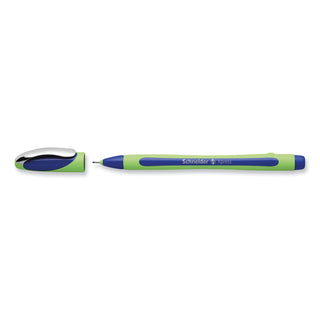Schneider® Xpress Fineliner Porous Point Pen, Stick, Medium 0.8 mm, Blue Ink, Blue/Green Barrel, 10/Box (RED190003)