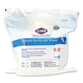 Clorox Healthcare® Bleach Germicidal Wipes, 12 x 12, Unscented, 110/Bag (COX30359)