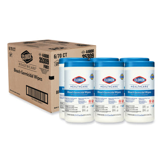 Clorox Healthcare® Bleach Germicidal Wipes, 6 3/4 x 9, Unscented, 70/Canister (CLO35309)