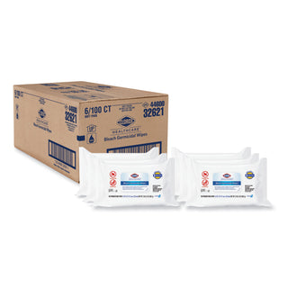 Clorox Healthcare® Bleach Germicidal Wipes, Wipe, 6.75" x 9" Length, 100/Pouch, 6/Carton, White (CLO32621)