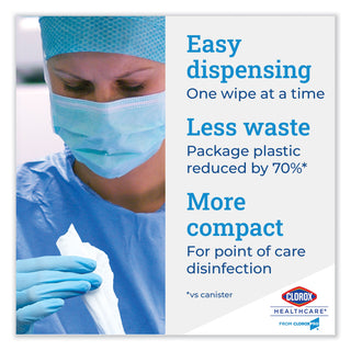 Clorox Healthcare® Bleach Germicidal Wipes, Wipe, 6.75" x 9" Length, 100/Pouch, 6/Carton, White (CLO32621)