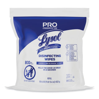 LYSOL® Brand Professional Disinfecting Wipe Bucket Refill, 6 x 8, Lemon and Lime Blossom, 800 Wipes/Bag, 2 Refill Bags/Carton (RAC99857CT)