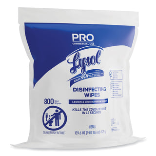 LYSOL® Brand Professional Disinfecting Wipe Bucket Refill, 6 x 8, Lemon and Lime Blossom, 800 Wipes/Bag, 2 Refill Bags/Carton (RAC99857CT)