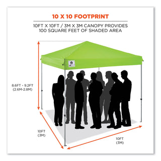 ergodyne® Shax 6010 Lightweight Pop-Up Tent, Single Skin, 10 ft x 10 ft, Polyester/Steel, Lime (EGO12910)