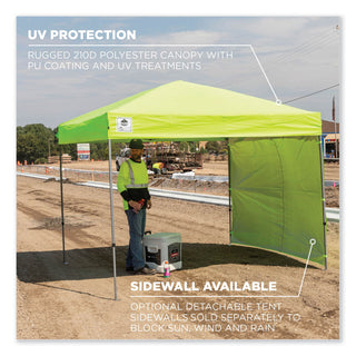 ergodyne® Shax 6010 Lightweight Pop-Up Tent, Single Skin, 10 ft x 10 ft, Polyester/Steel, Lime (EGO12910)