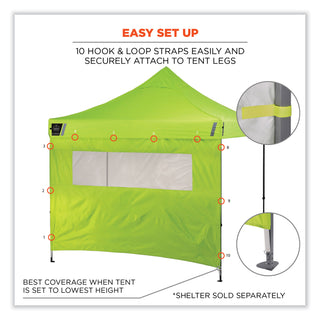 ergodyne® Shax 6092 Pop-Up Tent Sidewall with Mesh Window, Single Skin, 10 ft x 10 ft, Polyester, Lime (EGO12989)