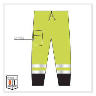 ergodyne® GloWear 8910BK Class E Hi-Vis Pants with Black Bottom, Polyester, 4X-Large/5X-Large, Lime (EGO23959)