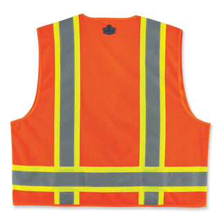 ergodyne® GloWear 8248Z Class 2 Two-Tone Surveyors Zipper Vest, Polyester, 4X-Large/5X-Large, Orange (EGO24069)