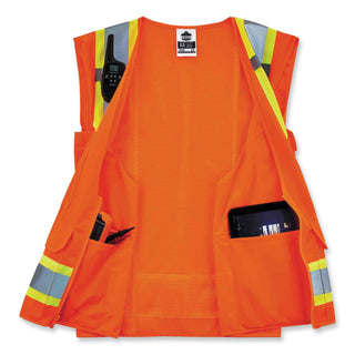 ergodyne® GloWear 8248Z Class 2 Two-Tone Surveyors Zipper Vest, Polyester, 4X-Large/5X-Large, Orange (EGO24069)