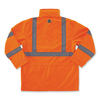 ergodyne® GloWear 8365 Class 3 Hi-Vis Rain Jacket, Polyester, 5X-Large, Orange (EGO24319)