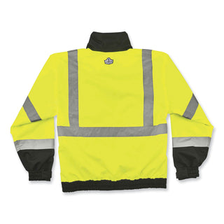 ergodyne® GloWear 8379 Class 3 Hi-Vis Fleece Lined Bomber Jacket, Lime, Medium (EGO24473)