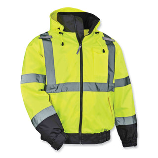 ergodyne® GloWear 8379 Class 3 Hi-Vis Fleece Lined Bomber Jacket, Lime, Medium (EGO24473)
