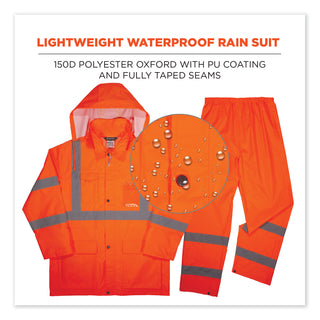ergodyne® GloWear 8376K Lightweight HV Rain Suit, X-Large, Orange (EGO25335)