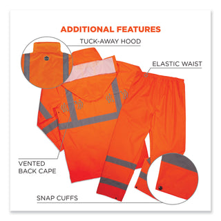 ergodyne® GloWear 8376K Lightweight HV Rain Suit, X-Large, Orange (EGO25335)