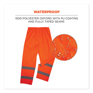 ergodyne® GloWear 8916 Class E Lightweight Hi-Vis Rain Pants, X-Large, Orange (EGO25445)